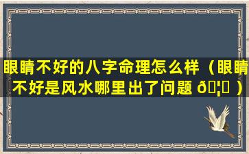 眼睛不好的八字命理怎么样（眼睛不好是风水哪里出了问题 🦈 ）